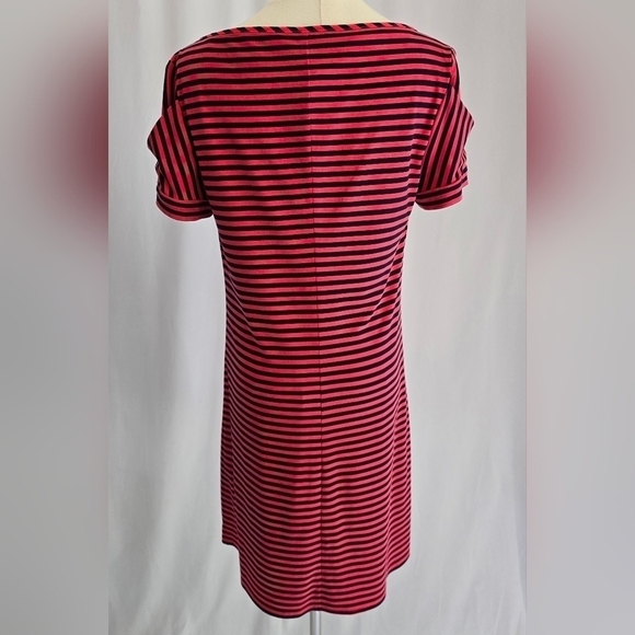 Laundry By Design Red & Navy Striped Short Sleeve Shift Dress Sz. S - Picture 5 of 10